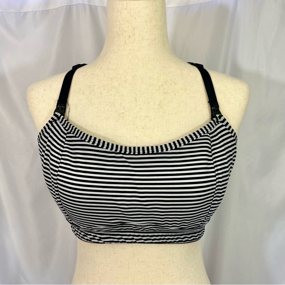Motherhood Black and White Striped Bra
